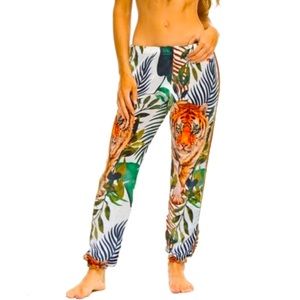 Aviator Nation Tiger Jungle Velvet Sweatpants Size M